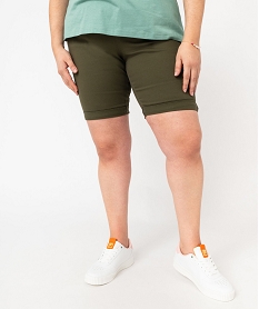 GEMO Bermuda à revers en coton stretch femme grande taille kaki standard