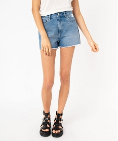 GEMO Short en jean aspect usé femme Gris