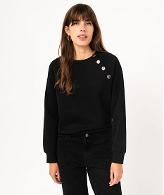 GEMO Sweat molletonné avec boutons fantaisie femme Noir