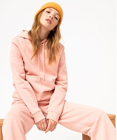 GEMO Sweat à capuche intérieur molletonné femme rose standard