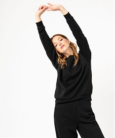 GEMO Sweat en molleton coupe loose uni femme Noir