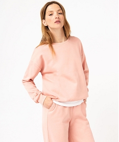 GEMO Sweat en molleton coupe loose uni femme Rose