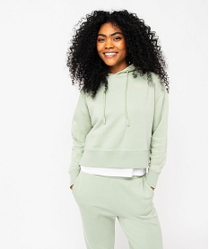 GEMO Sweat à capuche coupe courte femme vert standard