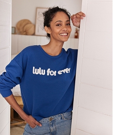 GEMO Sweat molletonné avec inscription sur le buste femme - LuluCastagnette bleu standard