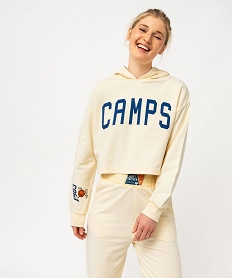 GEMO Sweat à capuche court imprimé femme - Camps United jaune standard