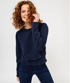 GEMO Sweat blousant à manches ballon femme navy