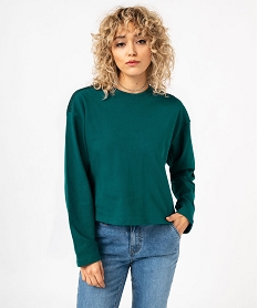 GEMO Sweat en coton avec strass sur les épaules femme Vert