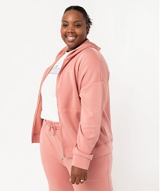 GEMO Sweat à capuche zippé femme grande taille rose standard
