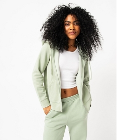 GEMO Sweat zippé à capuche femme vert standard