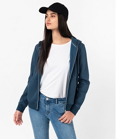GEMO Sweat zippé à capuche femme bleu standard