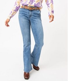 GEMO Jean bootcut taille normale en coton stretch femme Bleu