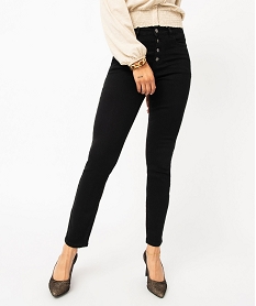 GEMO Jean skinny extensible taille haute femme Noir