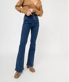 GEMO Jean bootcut taille haute avec fine ceinture femme bleu standard