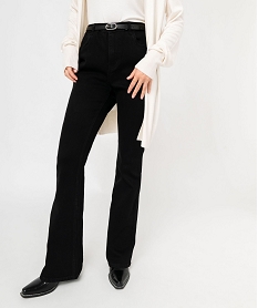 GEMO Jean bootcut taille haute avec fine ceinture femme noir standard