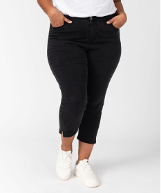 pantacourt en jean stretch coupe slim taille normale femme grande taille noirJ728001_1