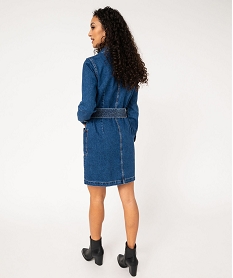 robe en jean a manches longues avec large ceinture femme bleuJ729101_3