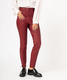 GEMO Pantalon skinny enduit push-up taille haute Rouge
