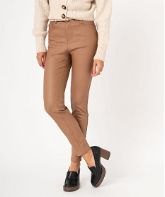 GEMO Pantalon skinny enduit push-up taille haute femme marron standard