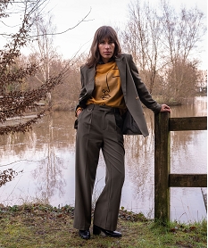 GEMO Pantalon de tailleur large et souple femme kaki standard