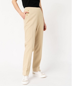 GEMO Pantalon avec boutons sur les hanches femme Beige