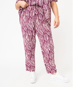GEMO Pantalon fluide à motifs fleuris femme grande taille imprime feuillage pink