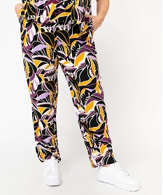 GEMO Pantalon fluide à motifs fleuris femme grande taille imprime feuillage