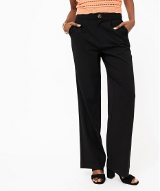 GEMO Pantalon fluide coupe large taille haute femme noir standard