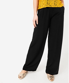 GEMO Pantalon large et fluide à taille haute femme noir standard