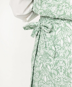 jupe portefeuille matelassee a motifs fleuris femme vert jupesJ739201_2