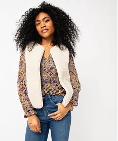 GEMO Gilet de berger en fourrure imitation femme blanc chine