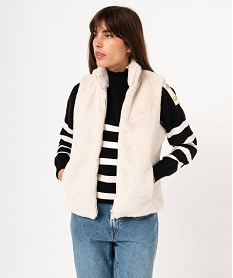 GEMO Veste sans manches en fourrure imitation femme blanc chine