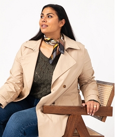 GEMO Trench court avec ceinture femme grande taille beige standard