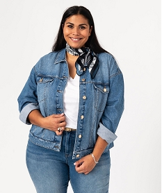 GEMO Veste en jean délavée femme grande taille Bleu