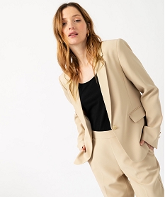 veste blazer unie a bouton metallique femme beigeJ740501_1