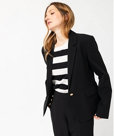 GEMO Veste blazer unie à bouton métallique femme Noir