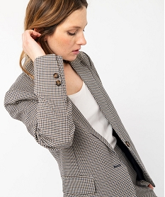 GEMO Veste blazer à carreaux fermeture un bouton femme pied de puce