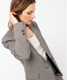 GEMO Veste blazer à carreaux fermeture un bouton femme Beige