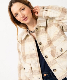 GEMO Veste courte aspect laine bouillie femme Imprimé