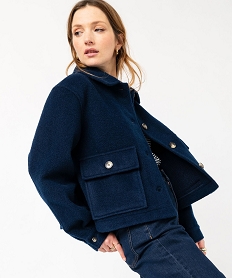 GEMO Veste courte aspect laine bouillie femme navy