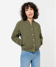 GEMO Veste matelassée en gaze de coton avec fermeture pressions femme kaki standard
