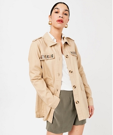 veste femme saharienne avec broderies sur la poitrine beige vestesJ741701_1