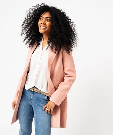 GEMO Manteau long à col tailleur femme rose chine