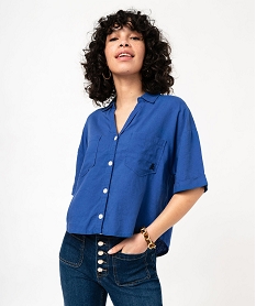 GEMO Chemise manches courtes ample et courte femme - LuluCastagnette bleu standard