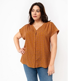GEMO Blouse imprimée à manches courtes femme grande taille Orange