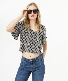 GEMO Blouse imprimée à manches courtes coupe courte femme Imprimé