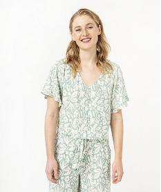 GEMO Blouse imprimée à manches courtes coupe courte femme Imprimé