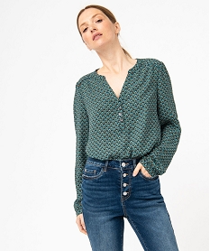 blouse a motifs avec col v boutonne femme vertJ747001_1