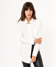GEMO Chemise longue à manches longues femme blanc chine