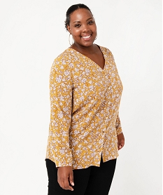 GEMO Chemise à manches longues imprimée femme grande taille Jaune