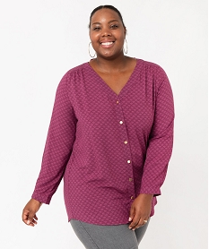 GEMO Chemise à manches longues imprimée femme grande taille Rouge